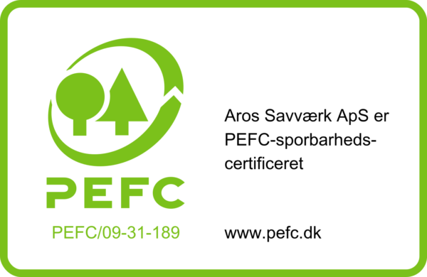 Aros Savværk ApS er PEFC certificeret og køber træ fra ansvarligt drevne skove